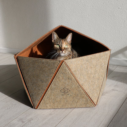 FELT CAT HOUSE LOGAN SAND-BROWN