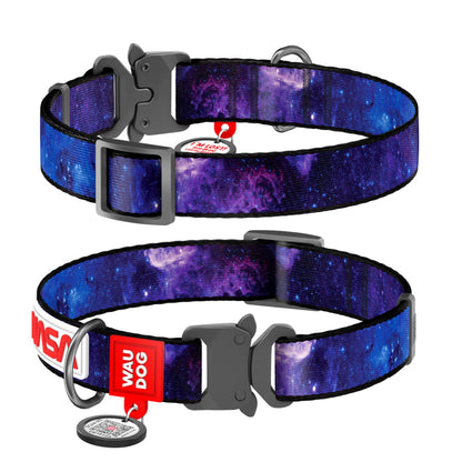 WAUDOG NYLON DOG COLLAR WITH QR-PASSPORT NASA21 DESIGN METAL FASTEX