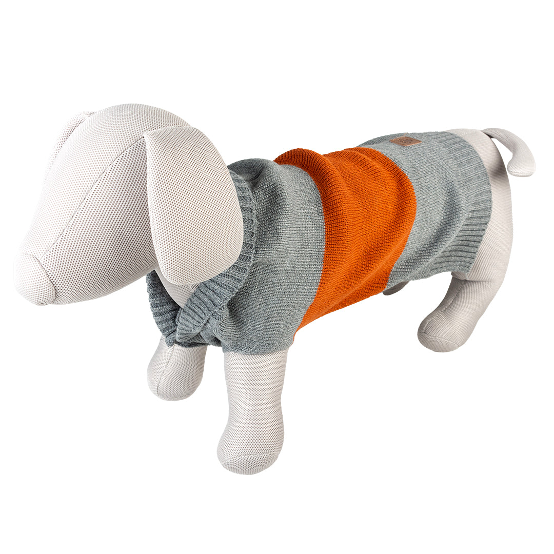 DOG SWEATER COZY GREY/ORANGE