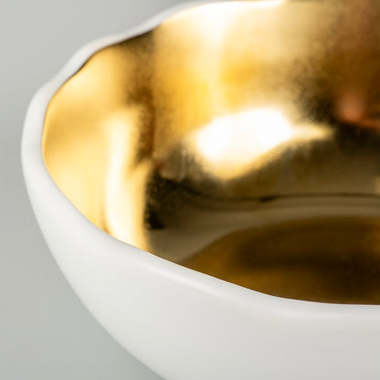 FEEDING BOWL STONE ORGANIC WHITE/GOLD