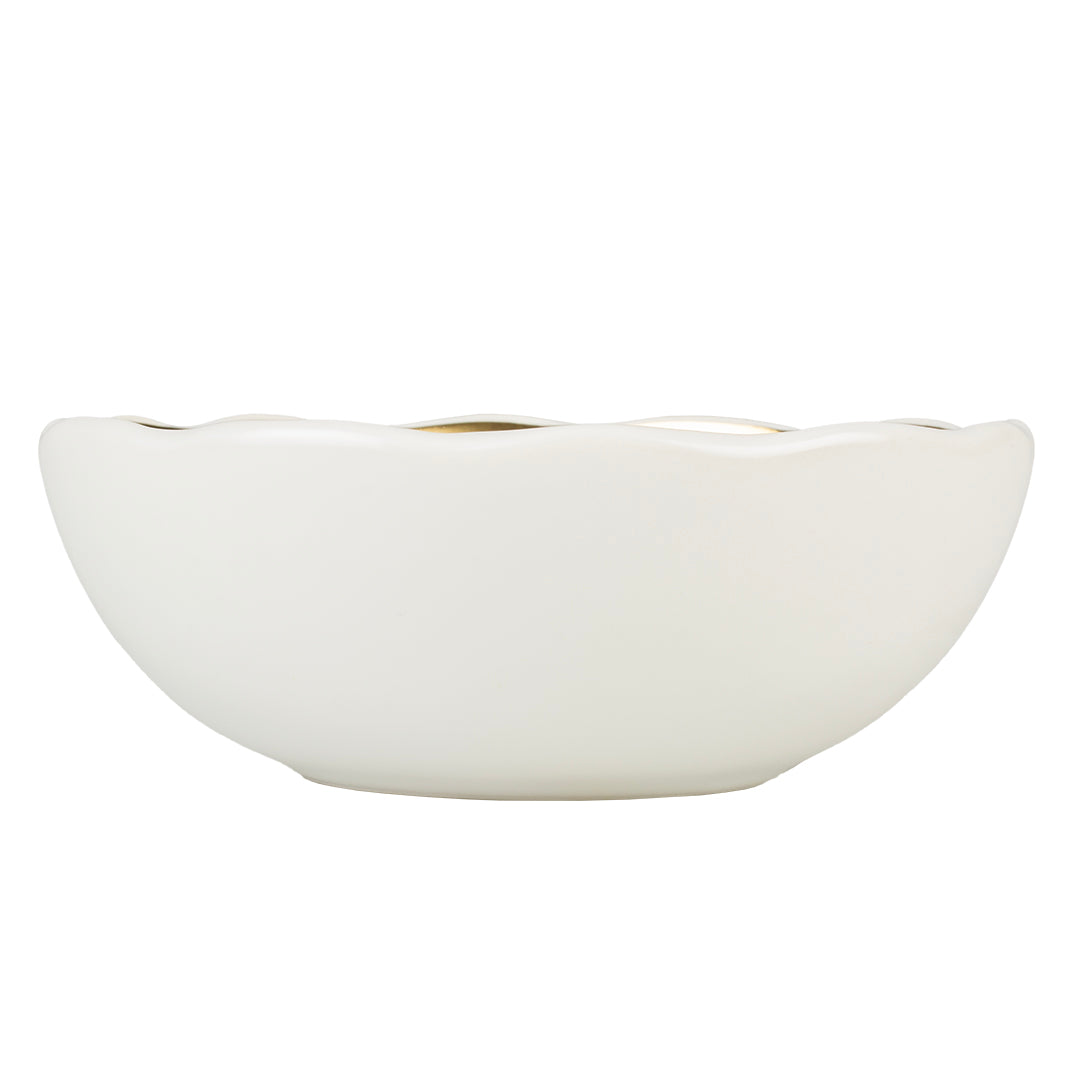 FEEDING BOWL STONE ORGANIC WHITE/GOLD