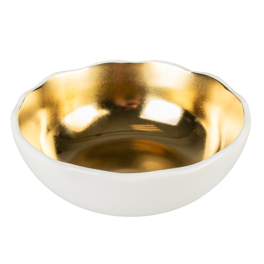 FEEDING BOWL STONE ORGANIC WHITE/GOLD