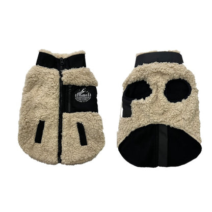 DOG JACKET SHEEP SKIN BLACK/WHITE