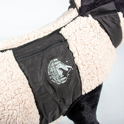 DOG JACKET SHEEP SKIN BLACK/WHITE