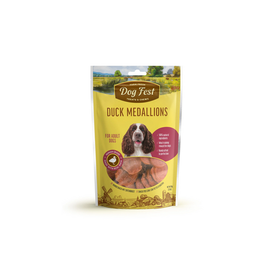 DUCK MEDALLIONS FOR ADULT DOGS 90g