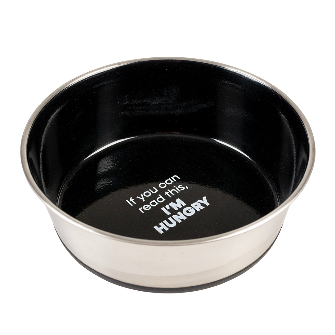 FEEDING BOWL BRUSHED FIX “ I’M HYNGRY ” BLACK