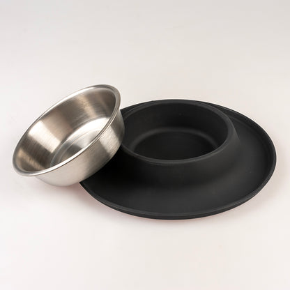 FEEDING BOWL NO-SPILL SILICONE BLACK