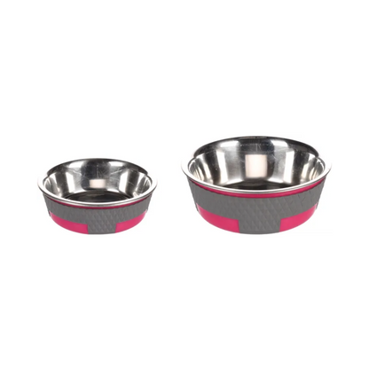 FEEDING AND DRINKING BOWL TRIMOND ROUND FUCHSIA/GREY