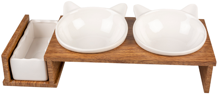 DINNER SET STONE UP KITTY FACE WHITE