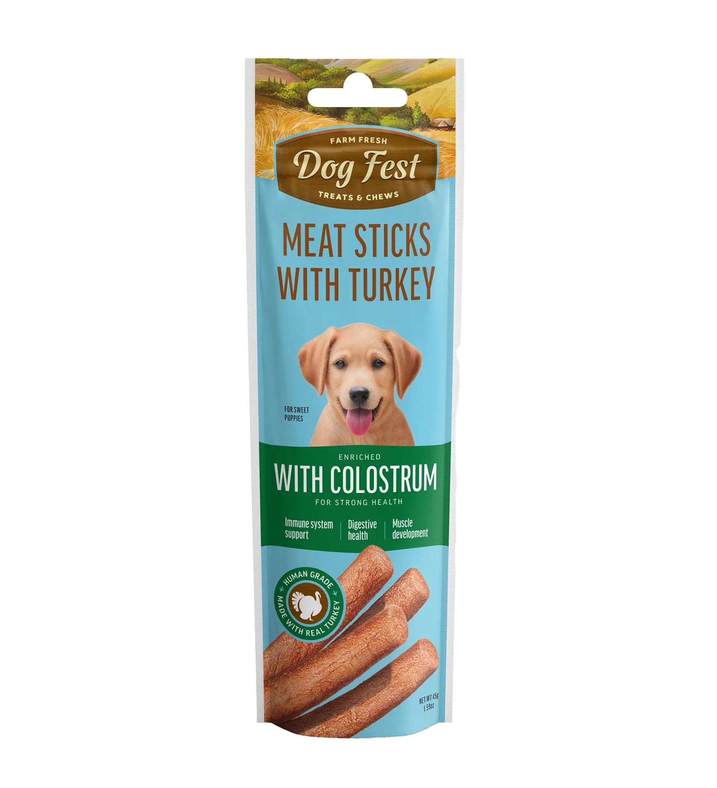 PUPPY MEAT STICKS WITH COLOSTRIUM 45G