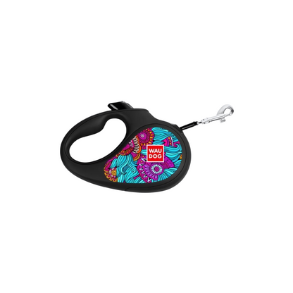 WAUDOG R-LEASH RETRACTABLE DOG LEASH SUMMER DESIGN WITH WASTE BAG CONTAINER & REFLECTIVE TAPE