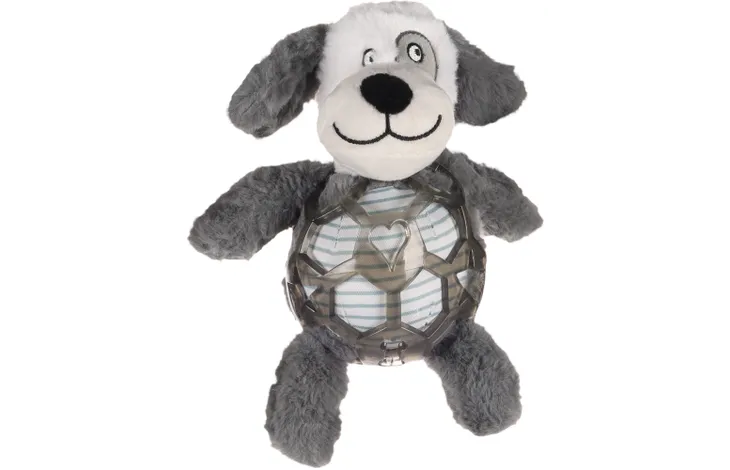 DOG TOY SHAPY DOG WITH BALL GREY