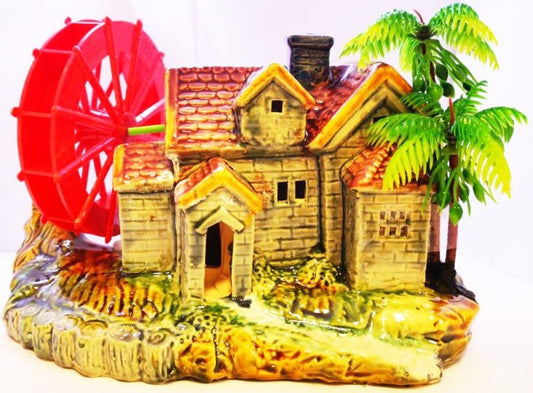 DÉCOR CERAMIC HOUSE WITH MILL  AND PALM TREE