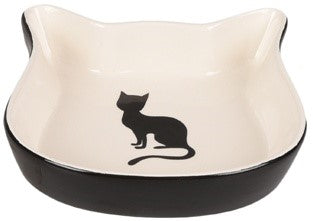 FEEDING BOWL CAT NALA CAT FACE CERAMIC BLACK