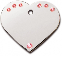 TAG HEART LRG PINK STONES
