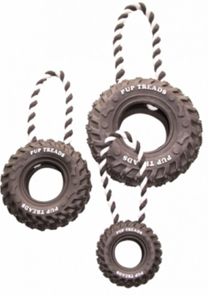 DOG TOY RUBBER TOY TIRE WITH LOOP BLACK