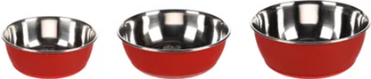 FEEDING AND DRINKING BOWL TOBIAS ROUND RED & SILVER