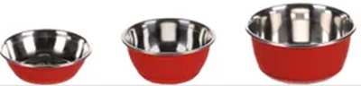 FEEDING AND DRINKING BOWL TOBIAS ROUND RED & SILVER