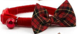 RED GINGHAM BOW-TIE CAT COLLAR